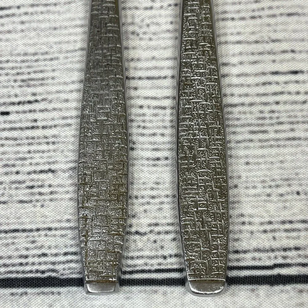 Vintage TWA Airline Stainless Steel Basketweave Table Knife Pair 8